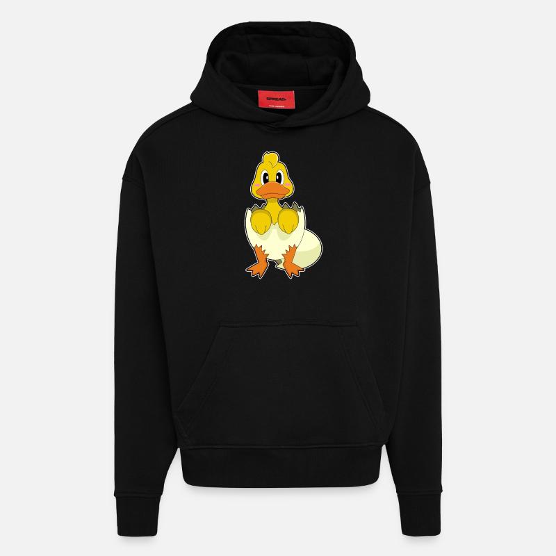 Coquille d’œuf de canard - Sweat à capuche bio épais oversize fabriqué en UE - SOLID BLACK