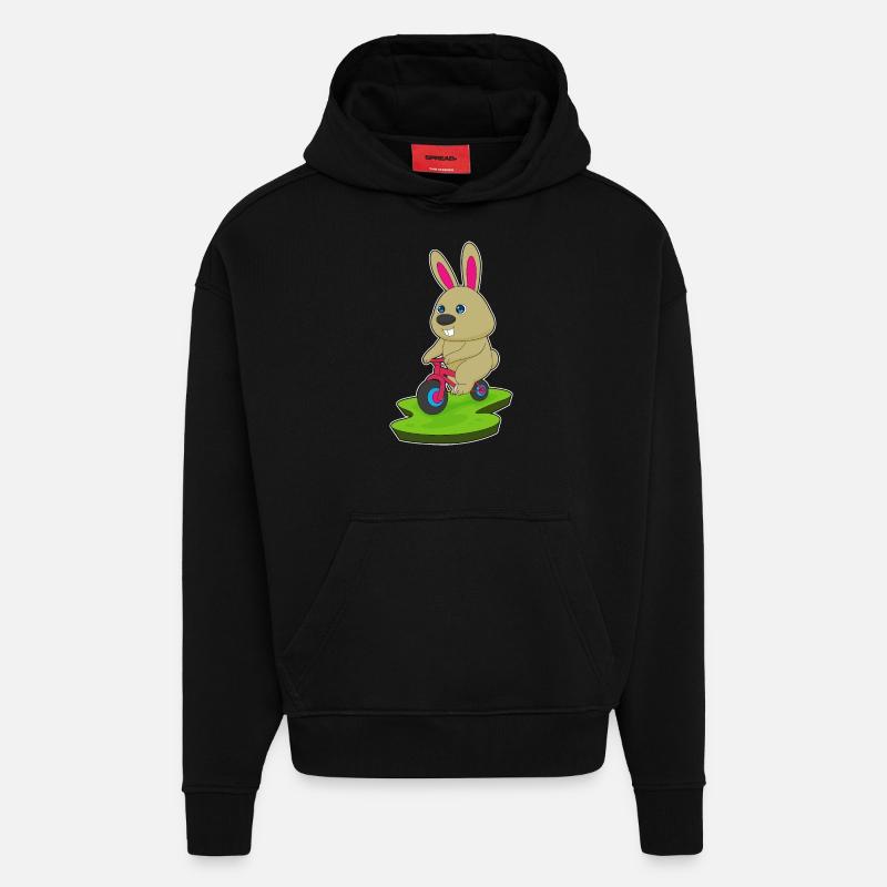 Lapin Vélo - Sweat à capuche bio épais oversize fabriqué en UE - SOLID BLACK