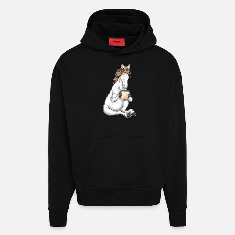 Sandwich au cheval - Sweat à capuche bio épais oversize fabriqué en UE - SOLID BLACK