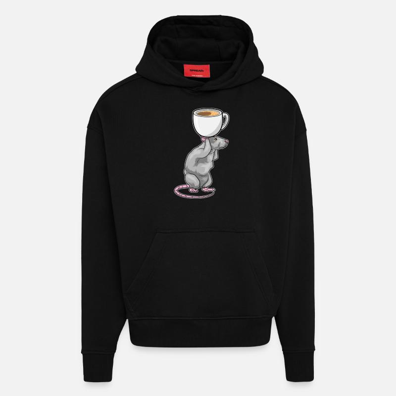 Tasse à café souris - Sweat à capuche bio épais oversize fabriqué en UE - SOLID BLACK