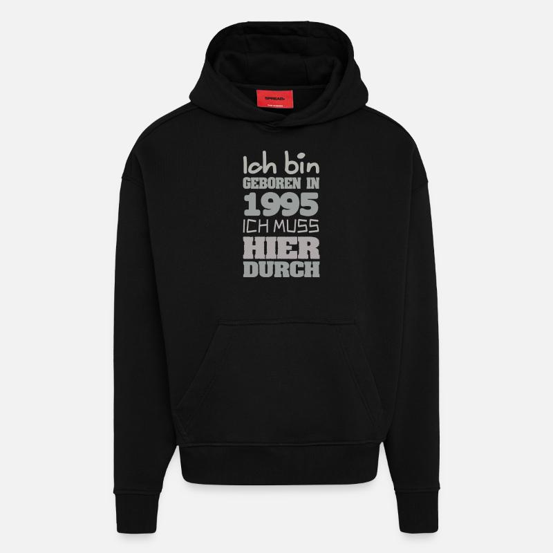 Je suis en 1995 - Sweat à capuche bio épais oversize fabriqué en UE - SOLID BLACK