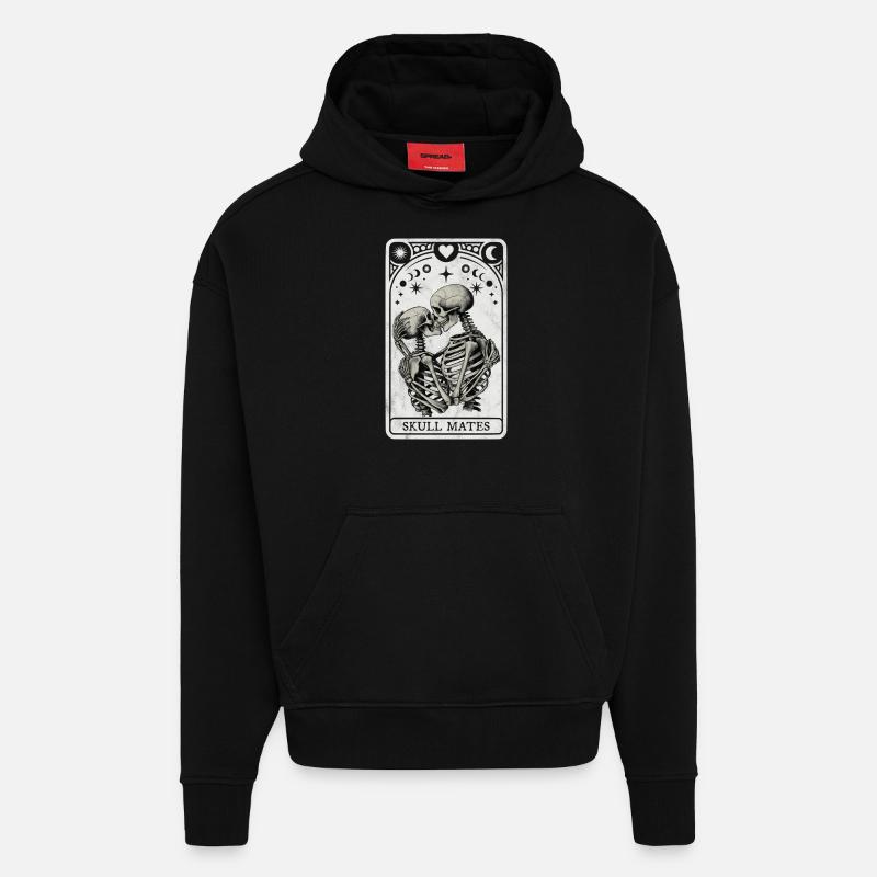 Skull Mates Tarot - Sweat à capuche bio épais oversize fabriqué en UE - SOLID BLACK