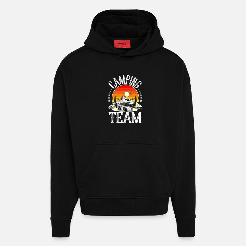 Équipe de camping - Sweat à capuche bio épais oversize fabriqué en UE - SOLID BLACK