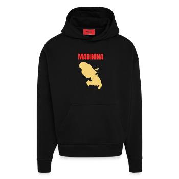 T-shirt Madinina carte Martinique - Sweat à capuche bio épais oversize fabriqué en UE - SOLID BLACK - Devant