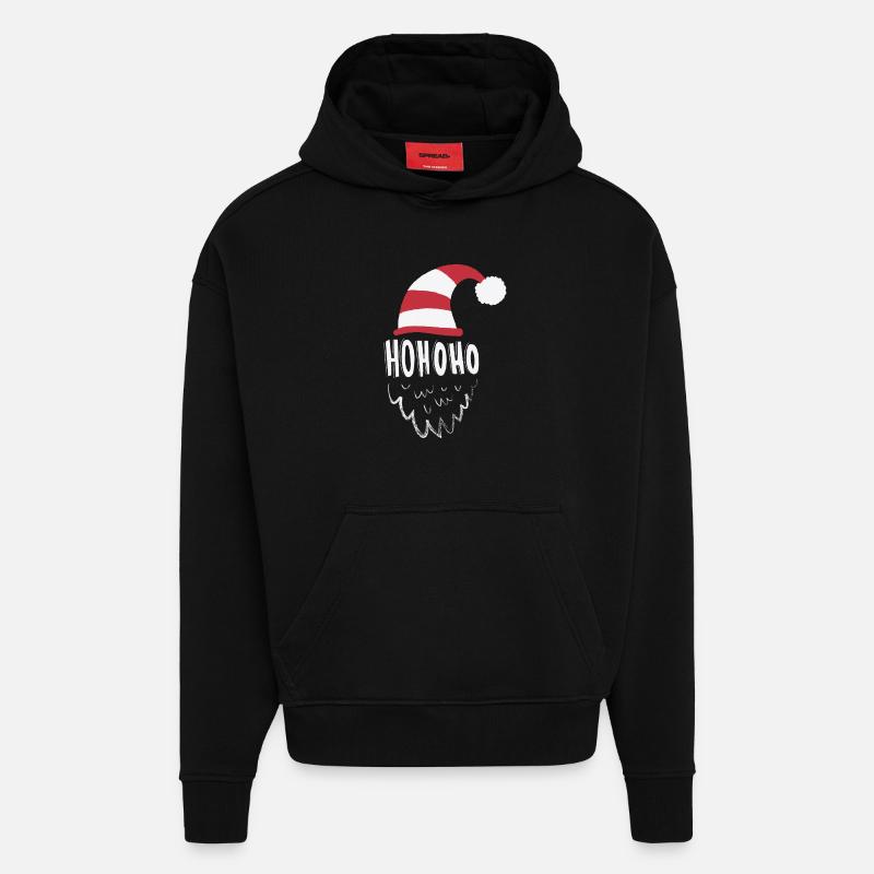 Hohoho, chandail de Noël - Sweat à capuche bio épais oversize fabriqué en UE - SOLID BLACK