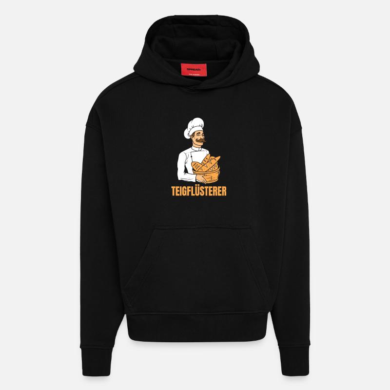 Bäcker Brotkorb Bäckermütze Teigflüsterer - Hoodie- made by SPREAD  - SOLID BLACK