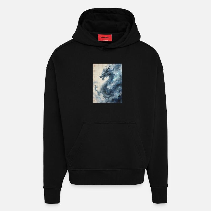 Die Sternennacht: Blauer Drache – Aether - Hoodie- made by SPREAD  - SOLID BLACK
