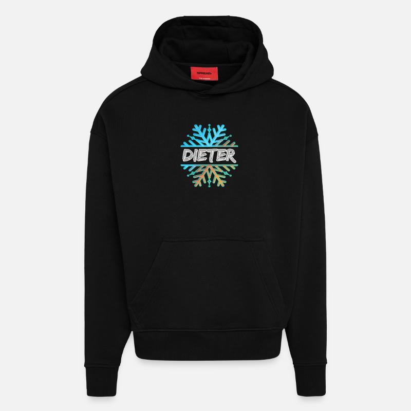 Prénom Dieter - Sweat à capuche bio épais oversize fabriqué en UE - SOLID BLACK