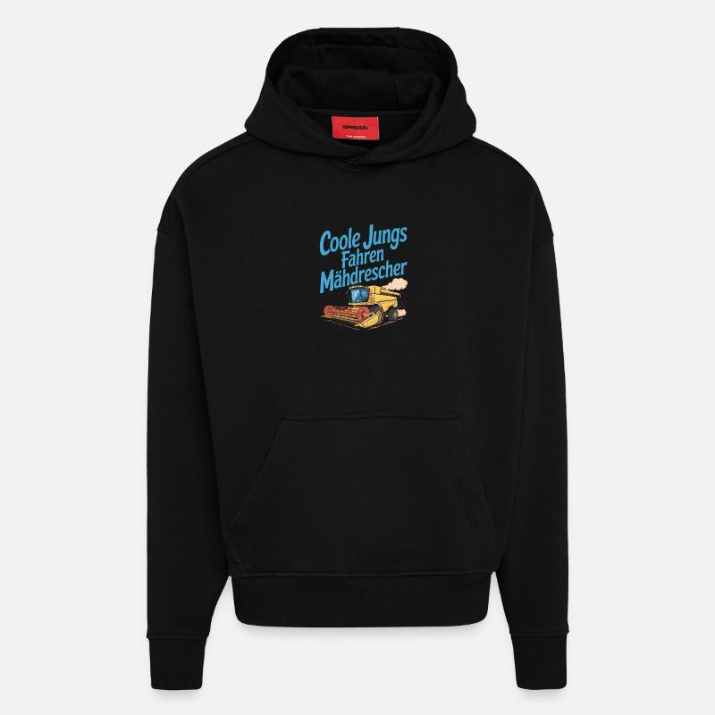 Cool guys conduisant une moissonneuse-batteuse - Sweat à capuche bio épais oversize fabriqué en UE - SOLID BLACK