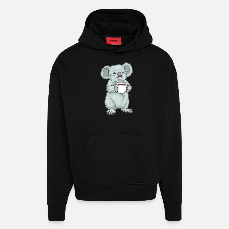 Tasse à café Koala - Sweat à capuche bio épais oversize fabriqué en UE - SOLID BLACK