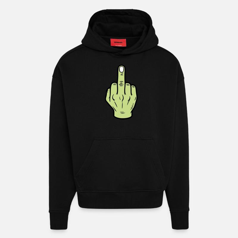 Mittelfinger Hand Symbol - Hoodie- made by SPREAD  - SOLID BLACK
