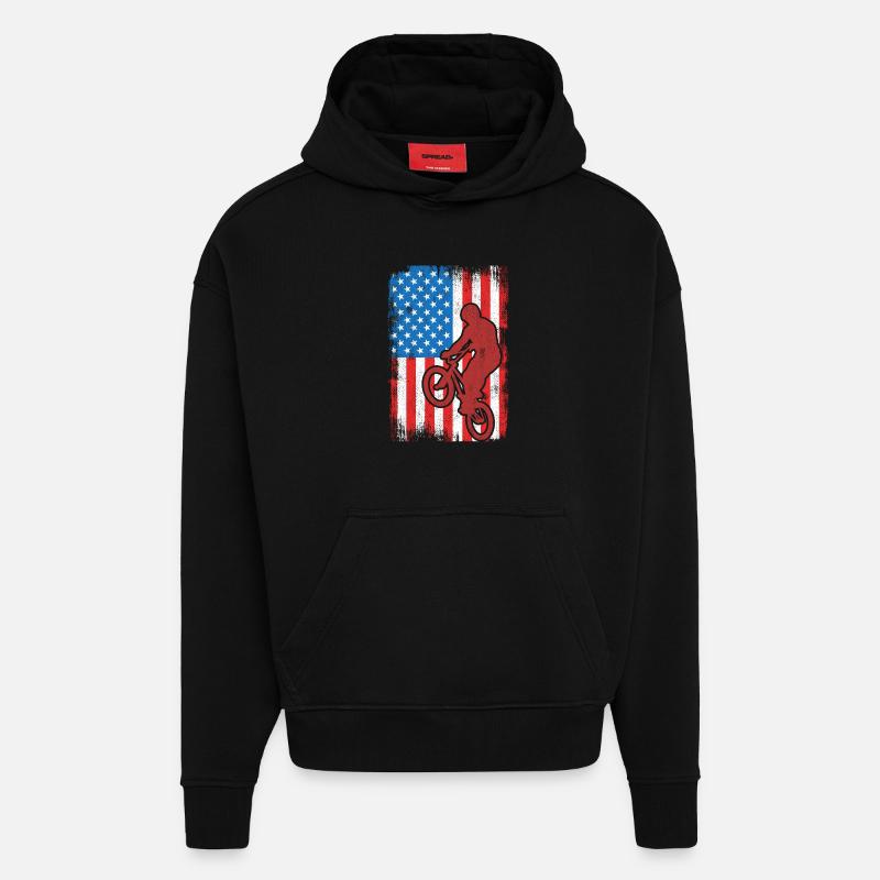 BMX États-Unis - Sweat à capuche bio épais oversize fabriqué en UE - SOLID BLACK