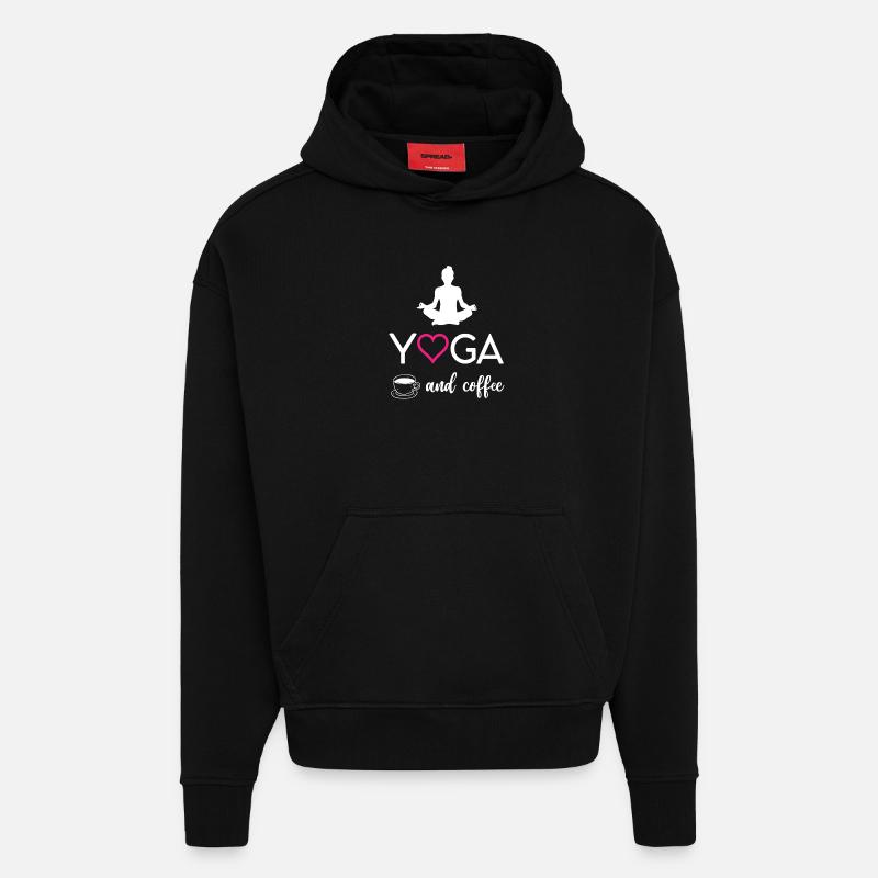 Yoga et café - Sweat à capuche bio épais oversize fabriqué en UE - SOLID BLACK