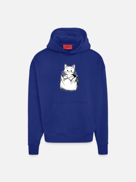Kitten in a pouch illustration - Hoodie- made by SPREAD  - SOLID BLACK