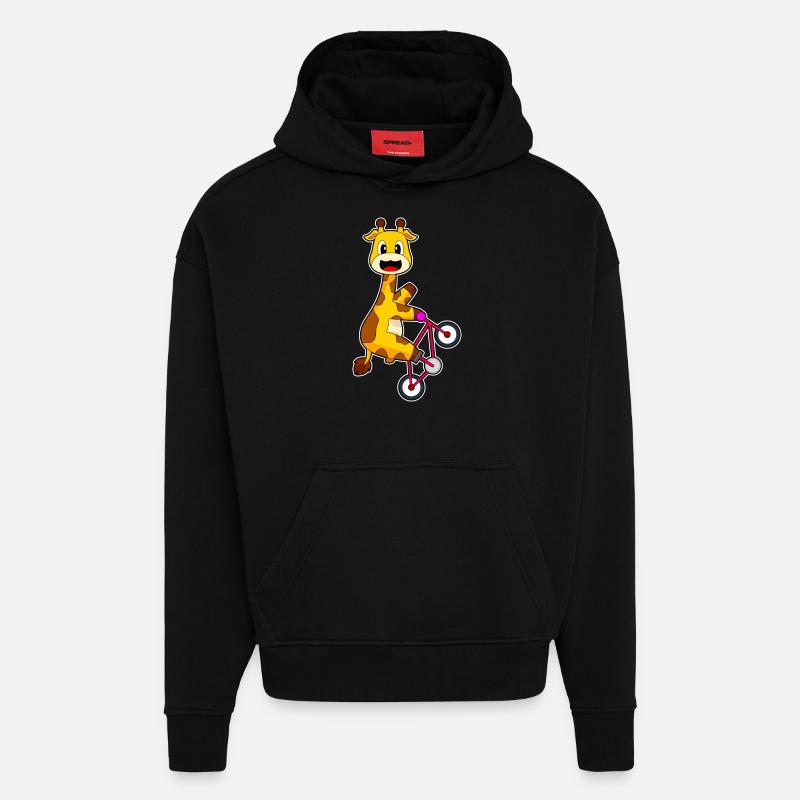 Giraffe Bicycle - Hoodie- made by SPREAD  - SOLID BLACK