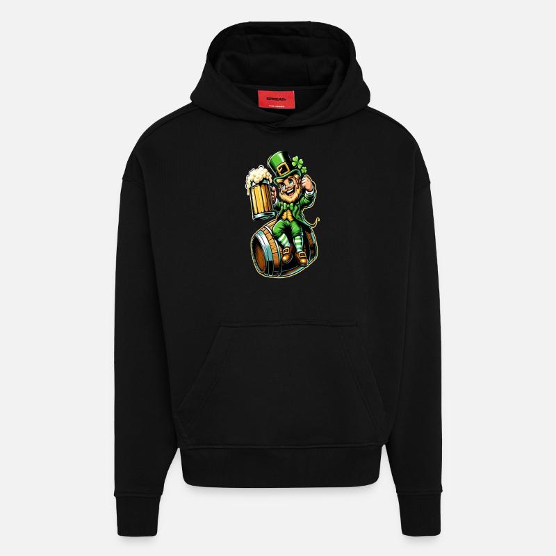 Bierfass-Leprechaun (Irischer Kobold) - Hoodie- made by SPREAD - SOLID BLACK
