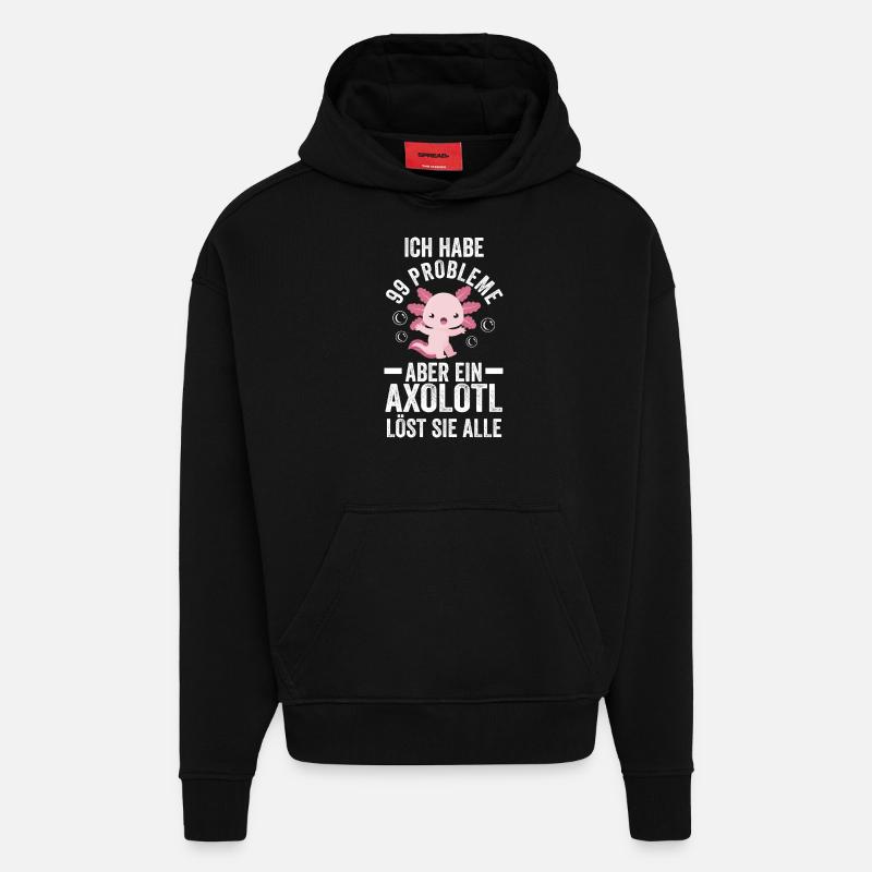 Axolotl - Sweat à capuche bio épais oversize fabriqué en UE - SOLID BLACK