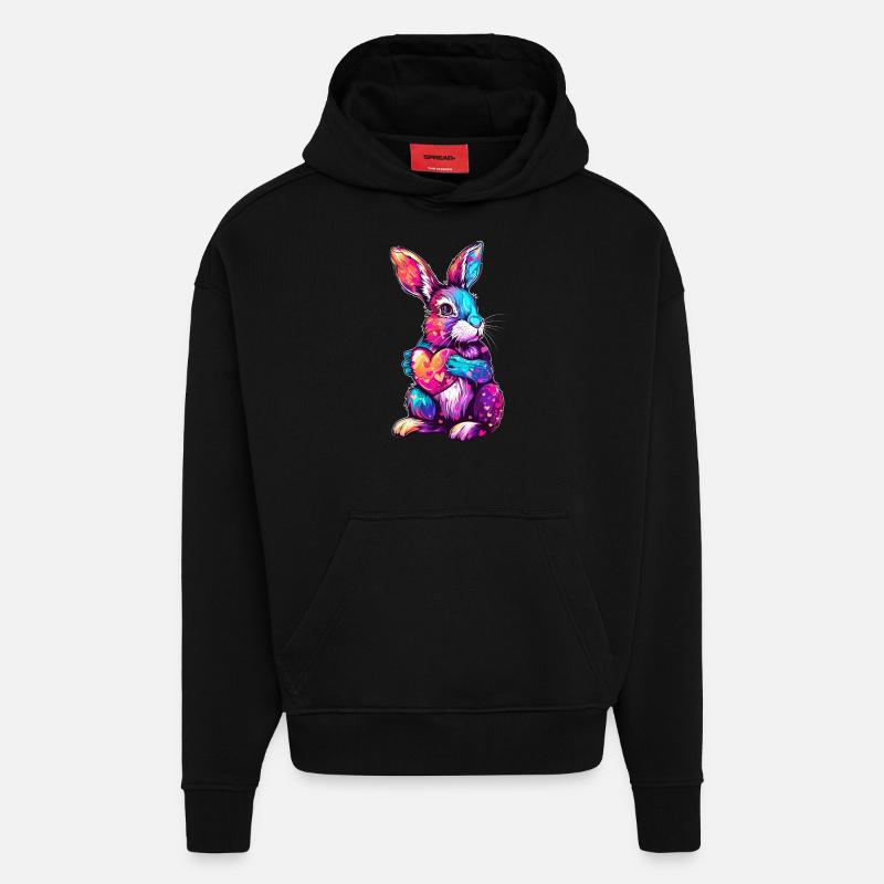 Rabbit - Hoodie- made by SPREAD  - SOLID BLACK