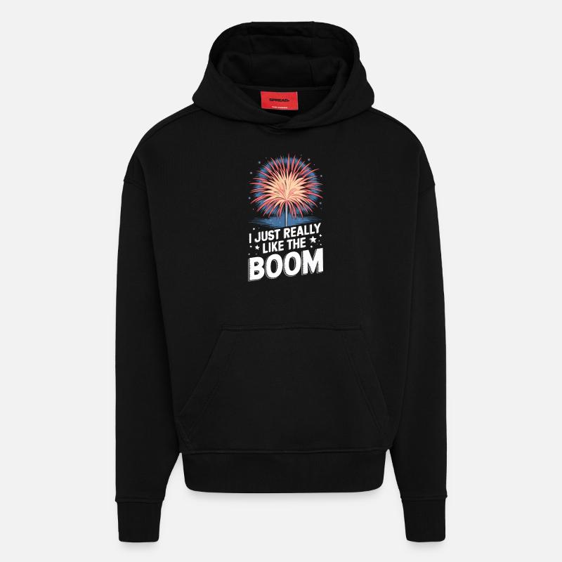 Pyrotechnie Feux d’artifice Pyrotechnie - Sweat à capuche bio épais oversize fabriqué en UE - SOLID BLACK