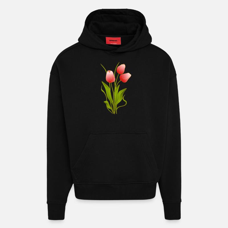 Fleur - Sweat à capuche bio épais oversize fabriqué en UE - SOLID BLACK
