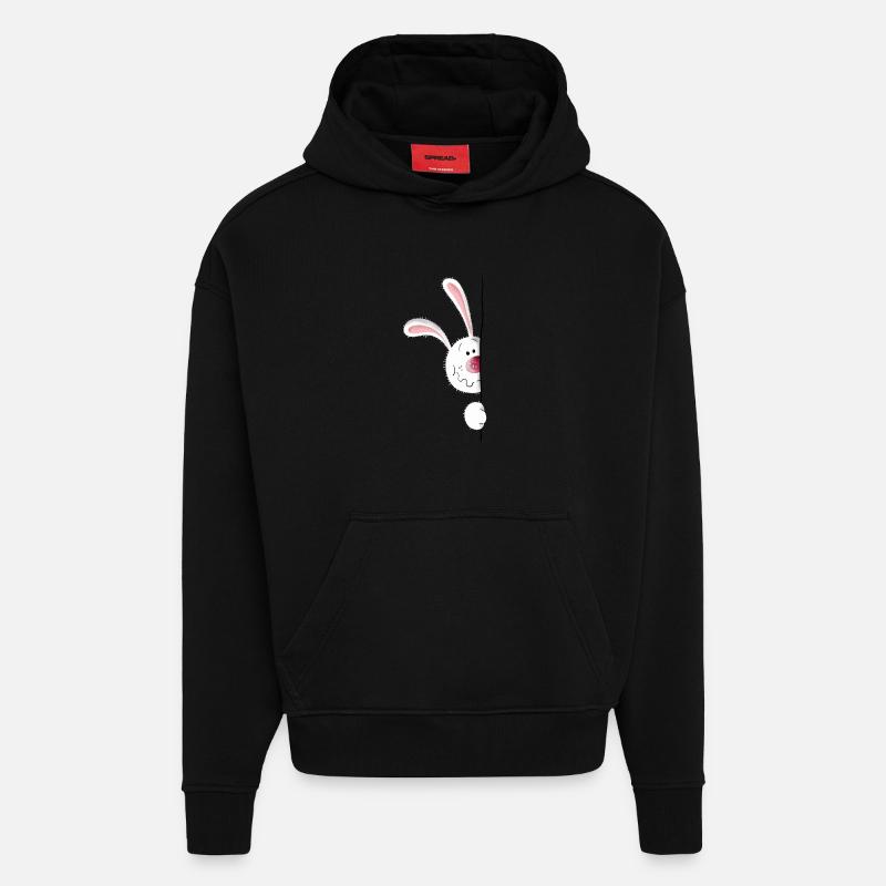 Blanc Lapin - Sweat à capuche bio épais oversize fabriqué en UE - SOLID BLACK