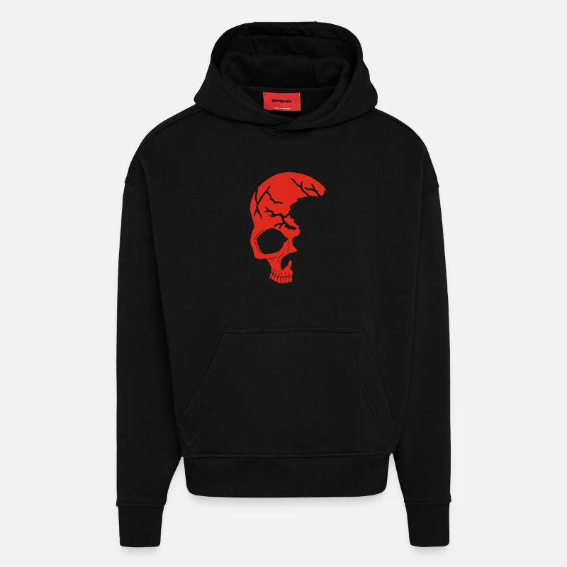 Roter Halbschädel - Hoodie- made by SPREAD  - SOLID BLACK