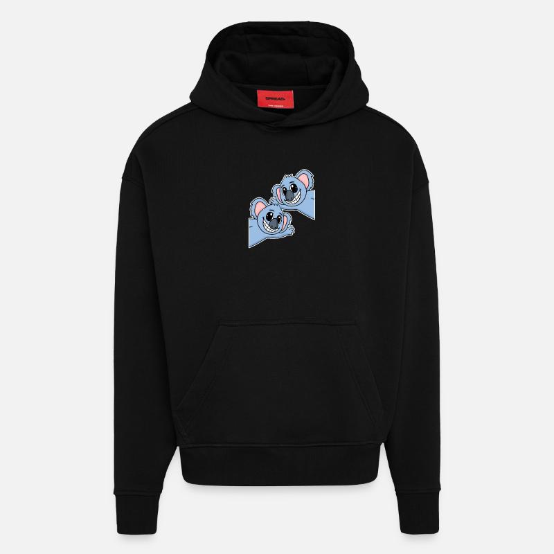 Koala Koalas - Sweat à capuche bio épais oversize fabriqué en UE - SOLID BLACK