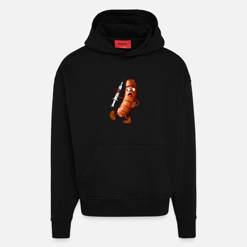 impfwurst Bratwurst Impfen Virus - Hoodie- made by SPREAD  - SOLID BLACK