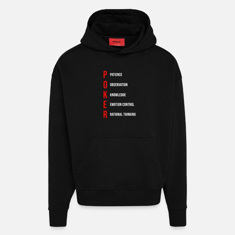 Poker Mentality Patience Observation Knowledge - Hoodie- made by SPREAD  - SOLID BLACK