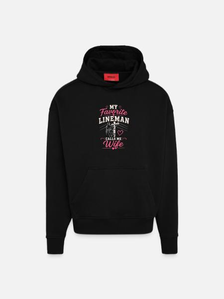 Fière épouse d’un électricien - Sweat à capuche bio épais oversize fabriqué en UE - SOLID BLACK