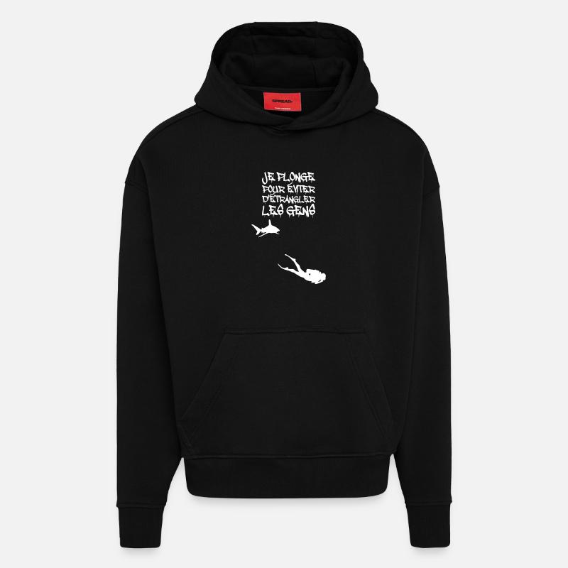 Je plonge pour éviter d'étrangler - Sweat à capuche bio épais oversize fabriqué en UE - SOLID BLACK