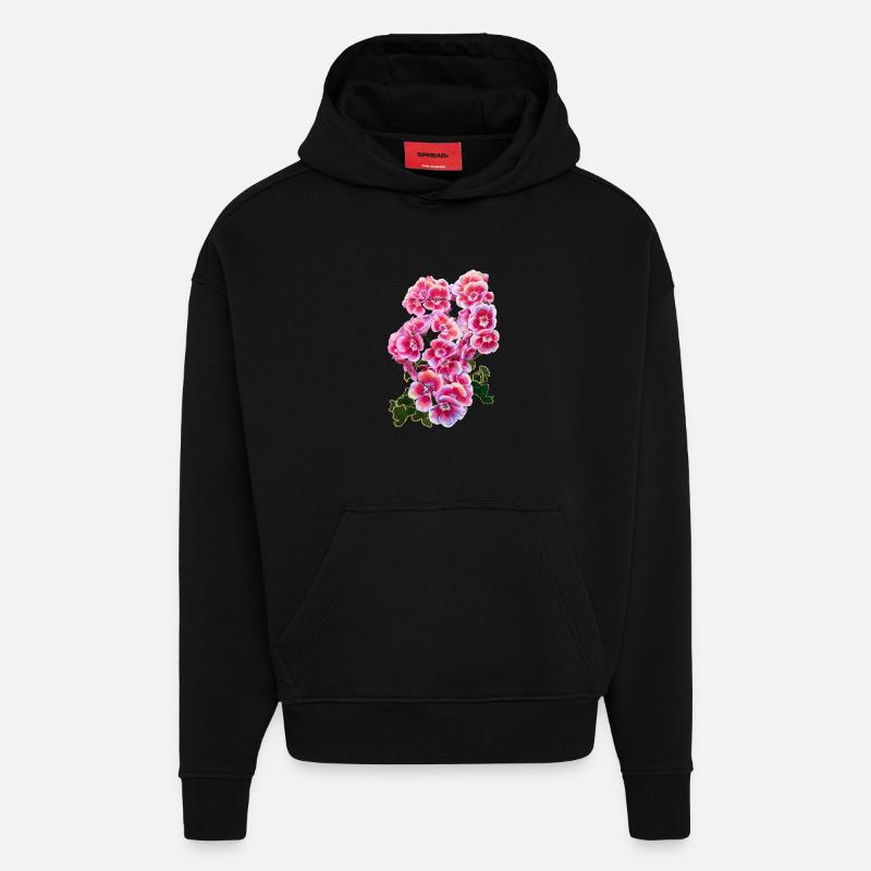 fleur - Sweat à capuche bio épais oversize fabriqué en UE - SOLID BLACK
