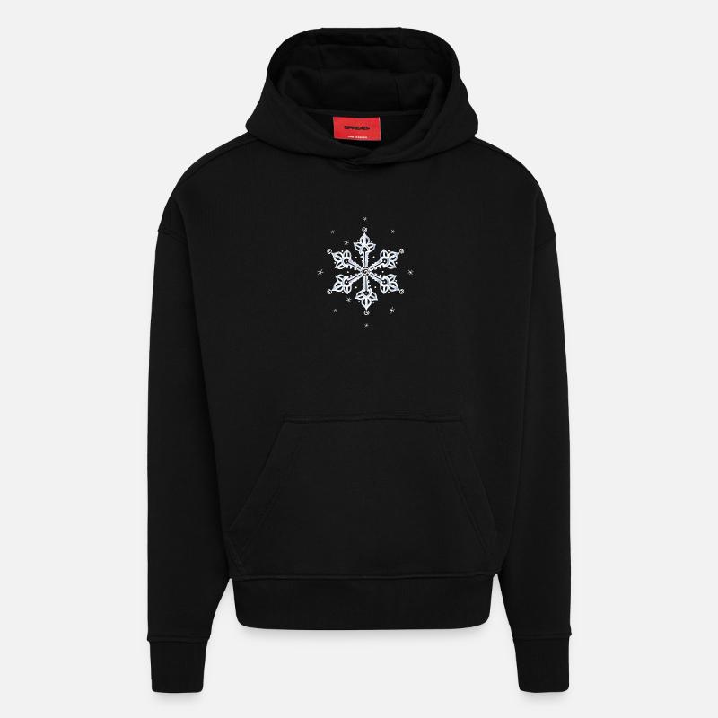 Flocon de neige Neige - Sweat à capuche bio épais oversize fabriqué en UE - SOLID BLACK