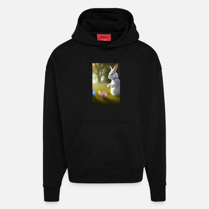 Easter Bunny with Easter Eggs - Hoodie- made by SPREAD  - SOLID BLACK