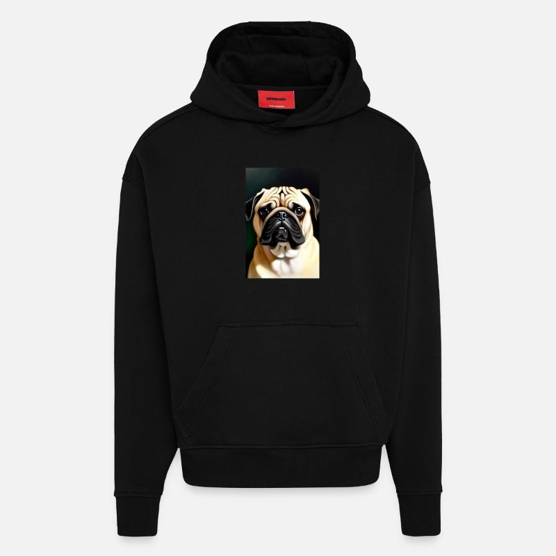 Mops Hund - Hoodie- made by SPREAD  - SOLID BLACK