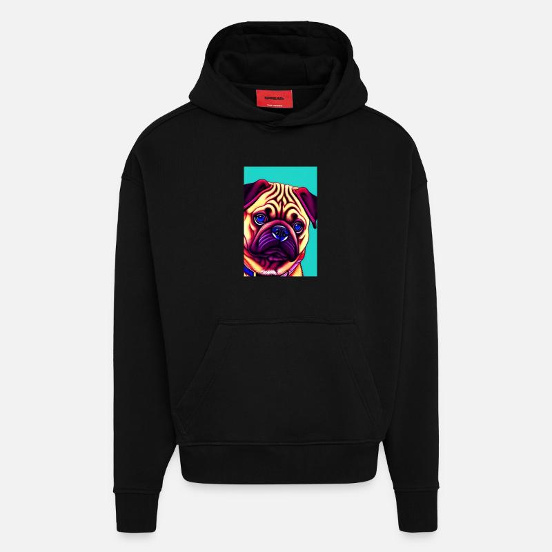 Mops Hund - Hoodie- made by SPREAD  - SOLID BLACK