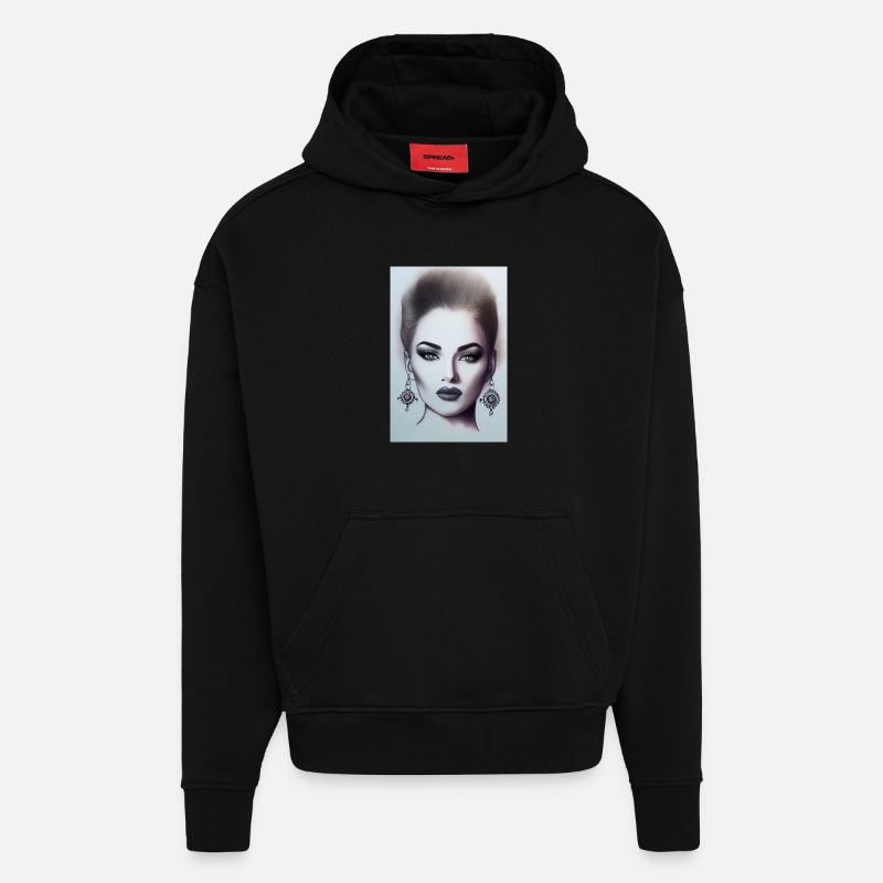 Frau mit Schmuck - Hoodie- made by SPREAD  - SOLID BLACK