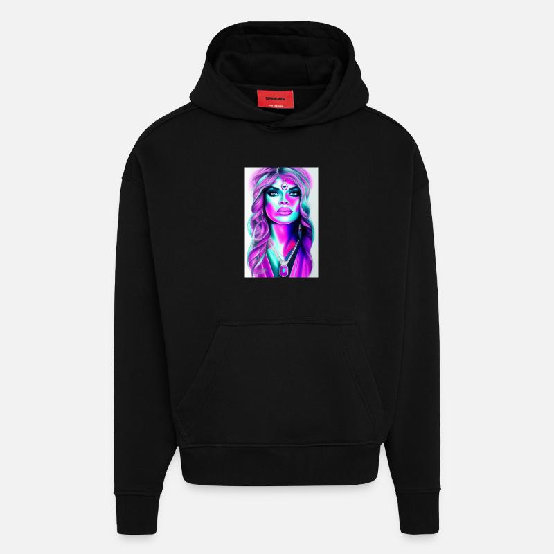 Frau mit Schmuck - Hoodie- made by SPREAD - SOLID BLACK