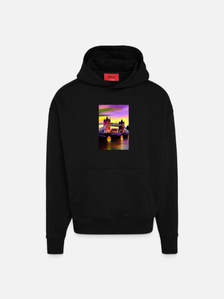 Bridges in London - Hoodie- made by SPREAD - SOLID BLACK