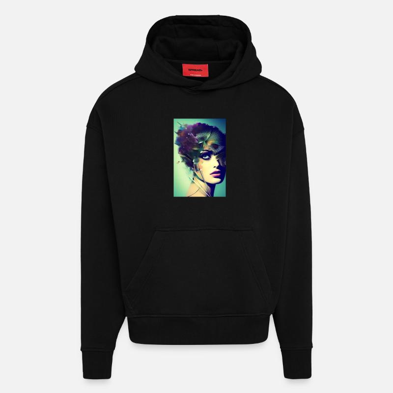 Abstrakte Gesichts Kunst - Hoodie- made by SPREAD  - SOLID BLACK