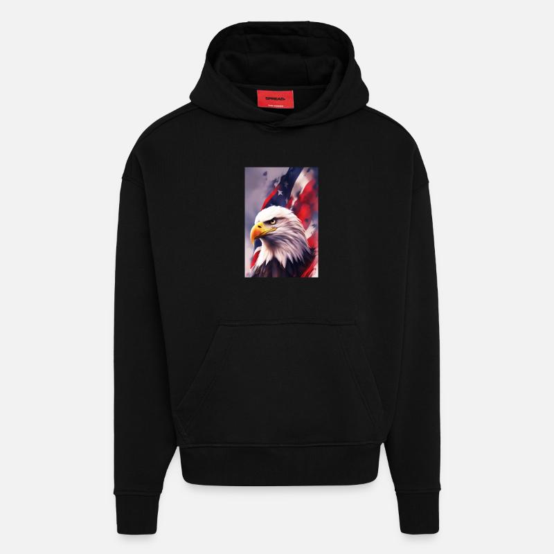 Glatze Eagel - Patriotisch - Hoodie- made by SPREAD  - SOLID BLACK