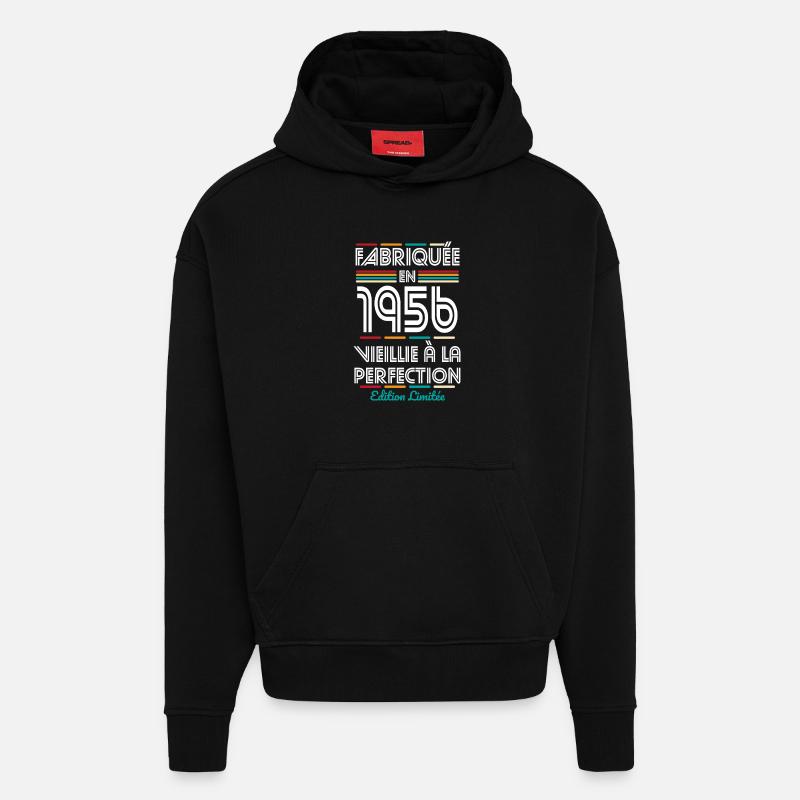 1956 – Hergestellt – Perfekt gereift - Hoodie- made by SPREAD  - SOLID BLACK