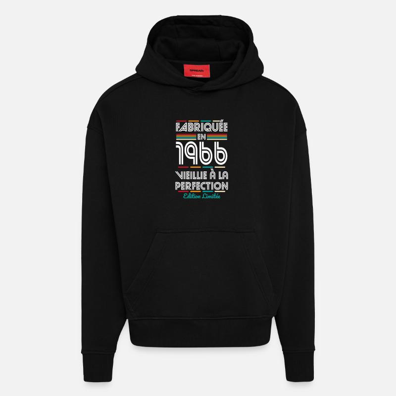 1966 – Hergestellt – Perfekt gereift - Hoodie- made by SPREAD  - SOLID BLACK