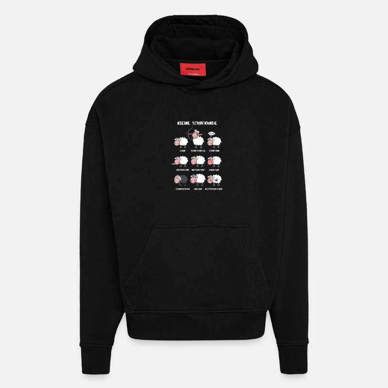 Un peu de connaissances moutons - Sweat à capuche bio épais oversize fabriqué en UE - SOLID BLACK