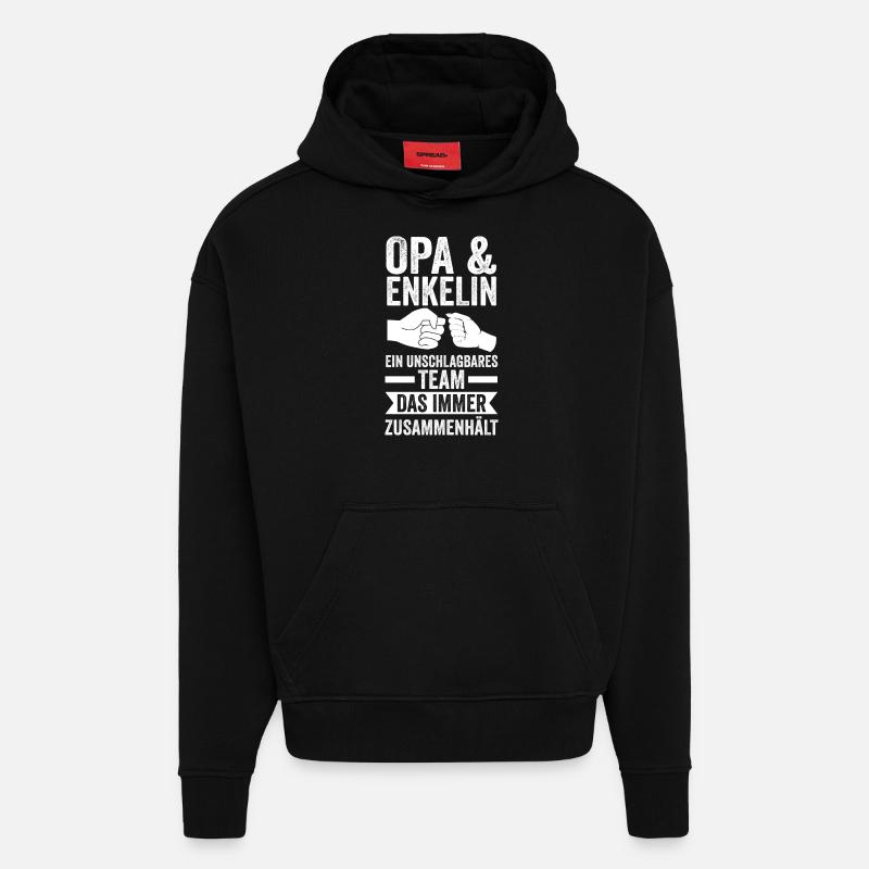 Papi et petit-fils - Sweat à capuche bio épais oversize fabriqué en UE - SOLID BLACK