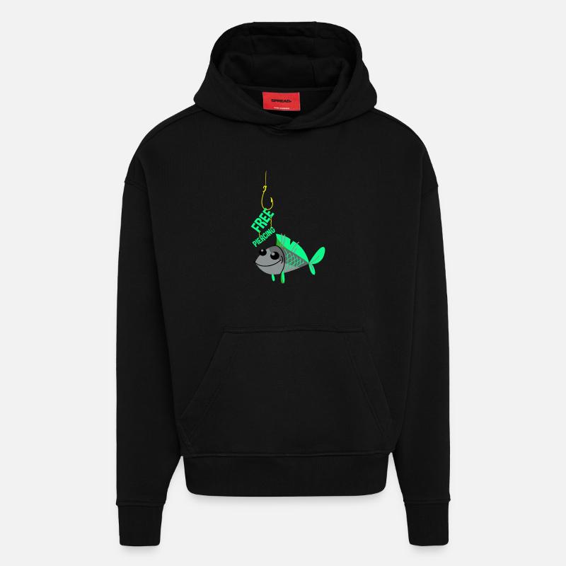 Free piercing - Hoodie- made by SPREAD  - SOLID BLACK