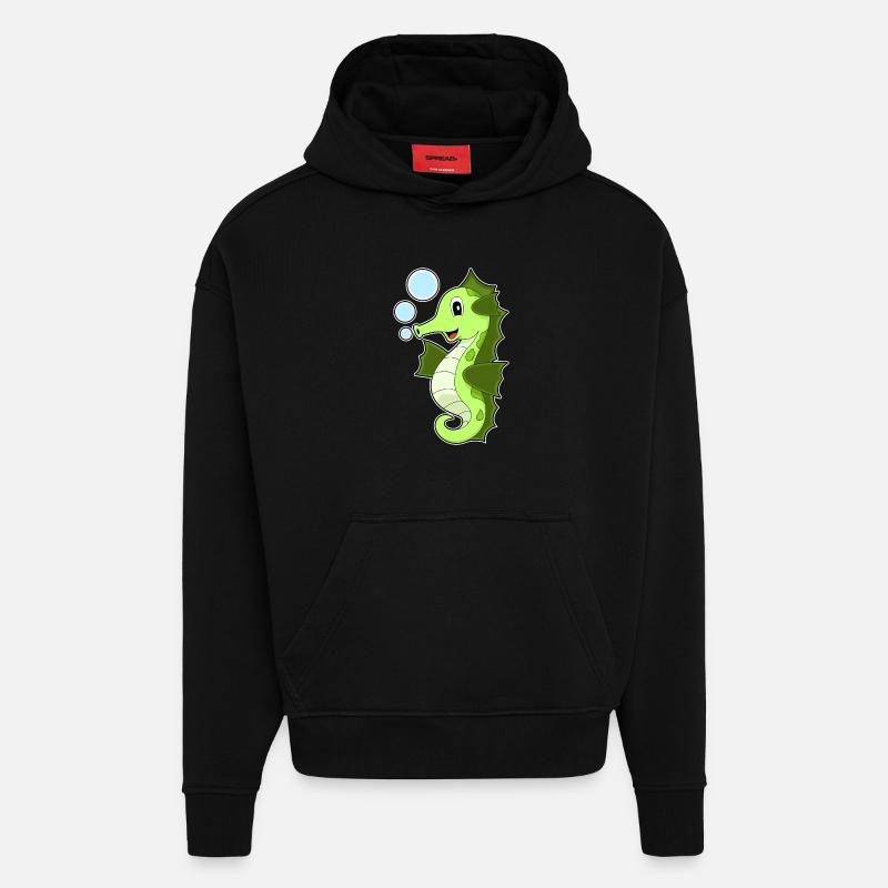 Hippocampe - Sweat à capuche bio épais oversize fabriqué en UE - SOLID BLACK