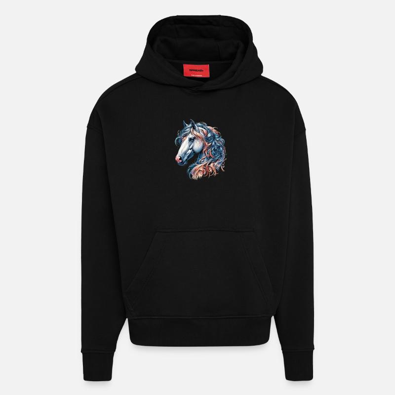 Pferd - Hoodie- made by SPREAD - SOLID BLACK