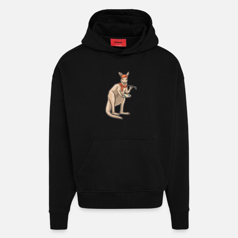 Kangaroo Painter Brush Painting - Hoodie- made by SPREAD - SOLID BLACK