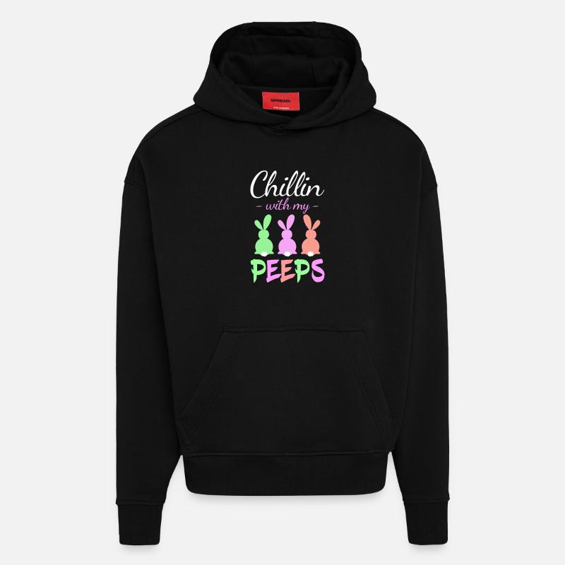 Chillin with Peeps Pastellhasen - Hoodie- made by SPREAD  - SOLID BLACK